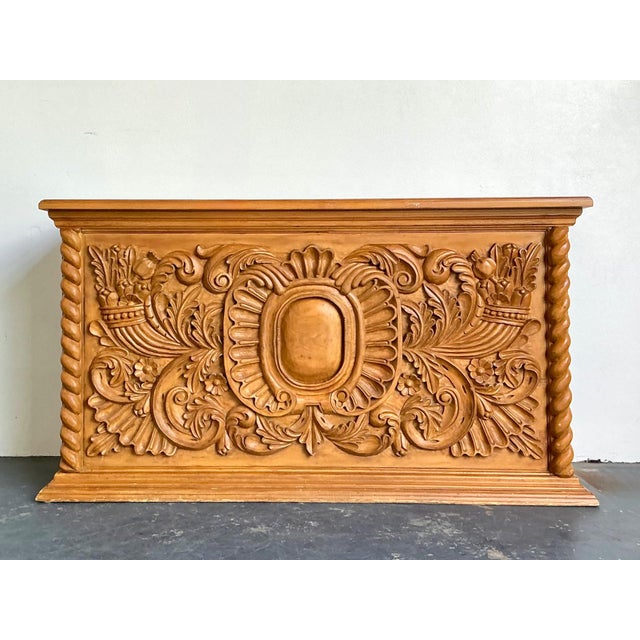 Vintage Ornate Wood Carved Dry Bar For Sale - Image 4 of 17