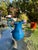 Vintage Farmhouse Portuguese Glazed Terracotta Ewer Blue Pitcher For Sale - Image 9 of 9