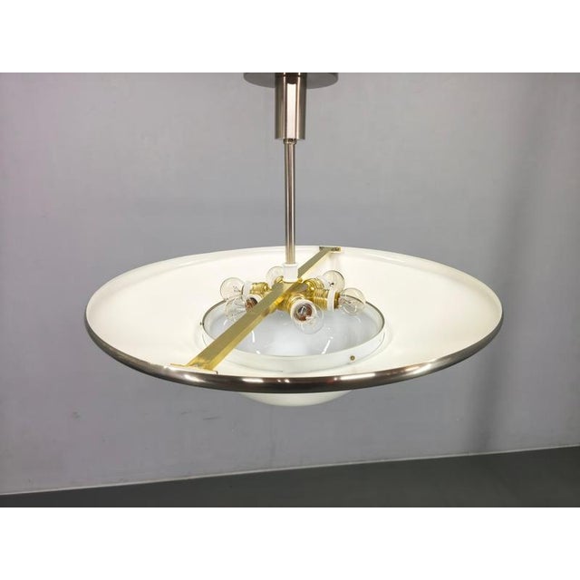 Bauhaus Pendant Light in Nickel and Glass, 1930s For Sale - Image 4 of 10