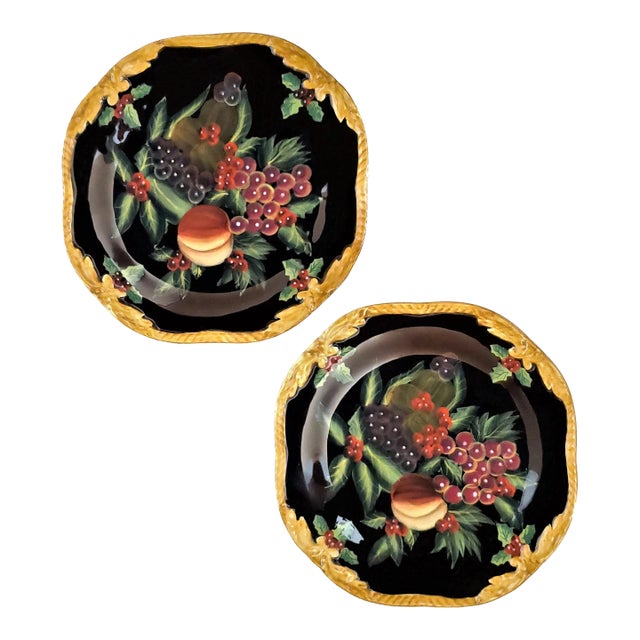 Vintage Raymond Waites Salad Plates With Peaches and Grapes - a Pair For Sale