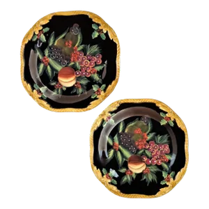 Vintage Raymond Waites Salad Plates With Peaches and Grapes - a Pair