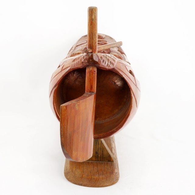 Chinese Carved Bamboo Junk Boat Circa 1920's For Sale - Image 4 of 11