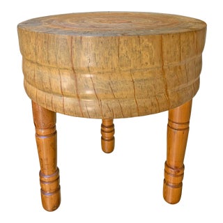 Mid-20th Century Round Butcher Block Table For Sale