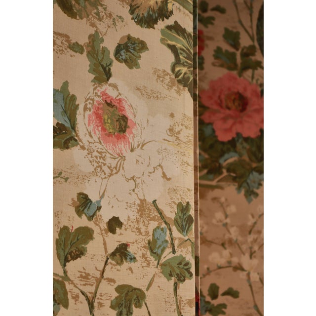 Vintage Scandinavian Chinoiserie Wood and Printed Fabric Room Divider For Sale - Image 12 of 18