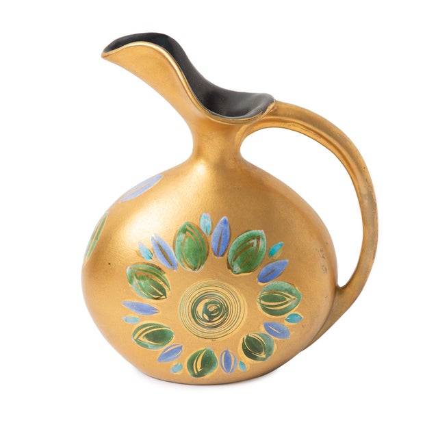 Sascha Brastoff Sascha Brastoff Gold Ceramic Pitcher For Sale - Image 4 of 7