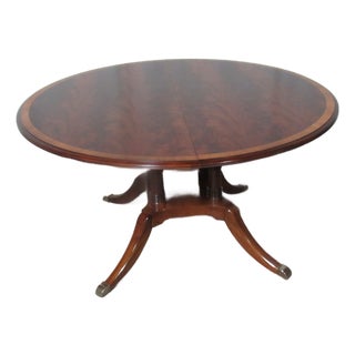 1980s Ethan Allen Round Dining Table Kitchen Mahogany Flame Amazing For Sale