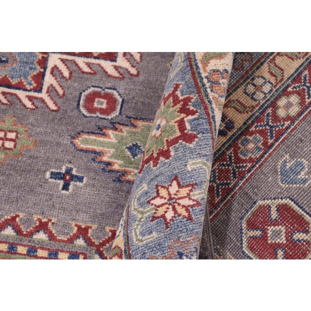 Textile Tribal Kazak Gray/Light Blue Wool Rug - 8'4''x9'8'' For Sale - Image 7 of 10