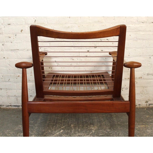 Mid 20th Century Teak "Spade Chair" Attributed to Finn Juhl With Cowhide Cushions For Sale - Image 9 of 14