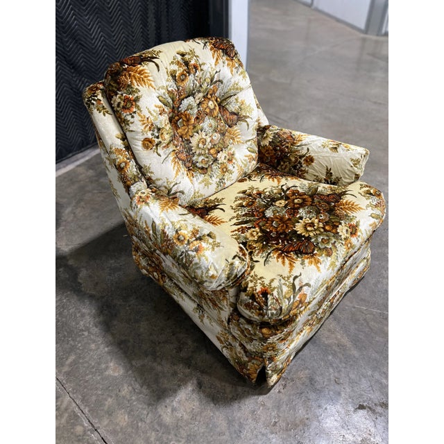 Mid-Century Modern 1950s Mid-Century Modern Flexsteel Floral Upholstered Arm Chair For Sale - Image 3 of 10