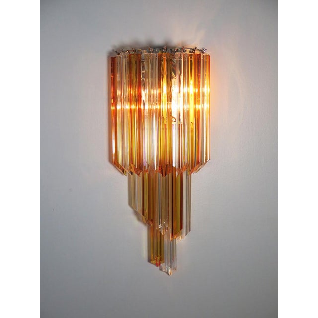Vintage Murano Wall Sconce with Quadriedri Amber and Trasparent Prism, 1990, Set of 2 For Sale - Image 8 of 13