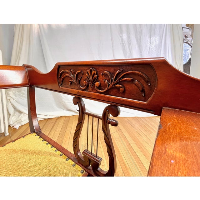 Graceful Vintage Duncan Phyfe Style Harp Mahogany Gossip Bench /Telephone Table For Sale In New York - Image 6 of 7