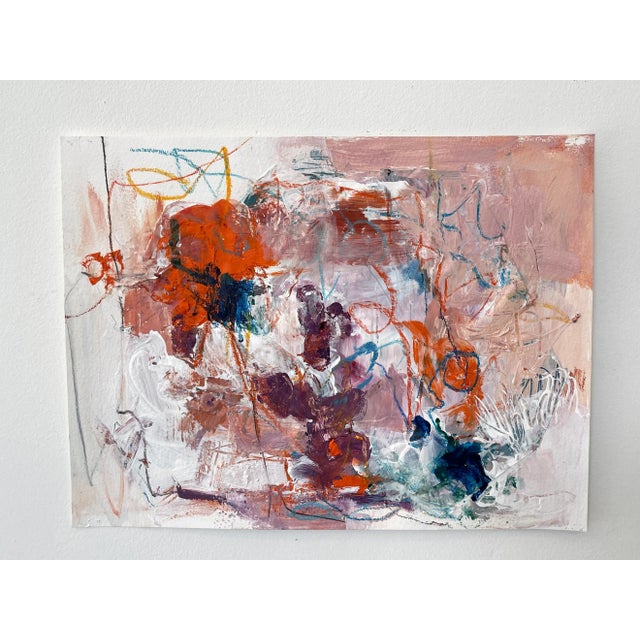 Orange Abstract Small Work on Paper Acrylic Painting Untitled #13 by Stephanie Visser For Sale - Image 8 of 8