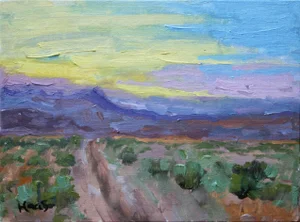 Nevada Desert Sunset Plein Air Oil by L Haas