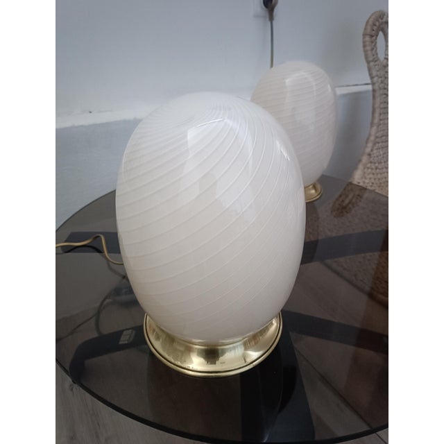 Murano Glass Egg Lamps, 1970s, Set of 2 For Sale - Image 3 of 8