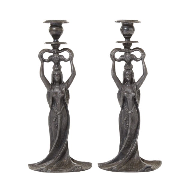 Art Nouveau Candleholders, Set of 2 For Sale
