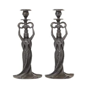Art Nouveau Candleholders, Set of 2