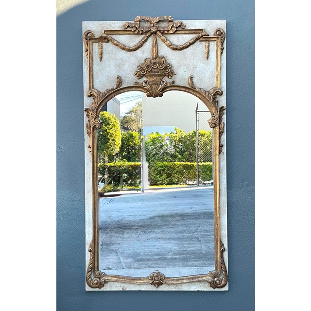 Vintage Gilt Tipped Trumeau Mirror For Sale - Image 9 of 12