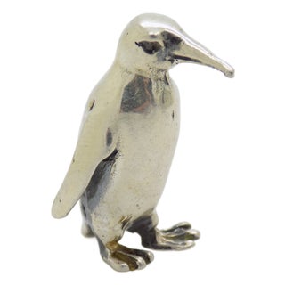 Vintage Italian Handmade 925 Sterling Silver Penguin, 1980s For Sale