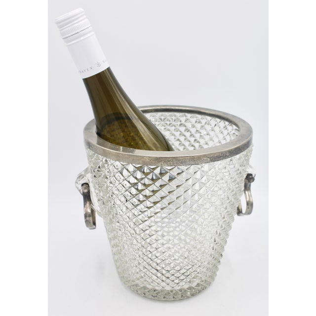 Glass Mid 20th Century English Crystal Diamond Cut Ice Bucket For Sale - Image 7 of 7