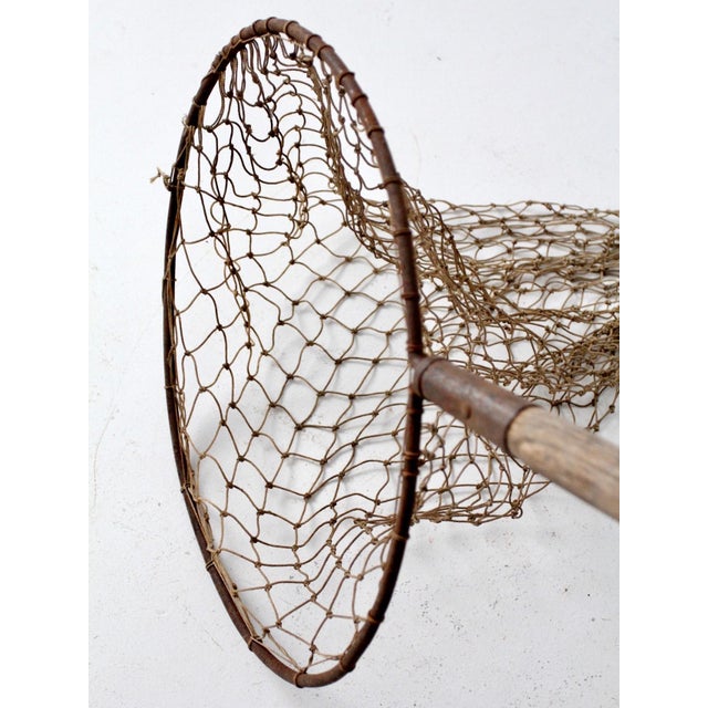Wood Antique Fish Net With Wood Handle For Sale - Image 7 of 9