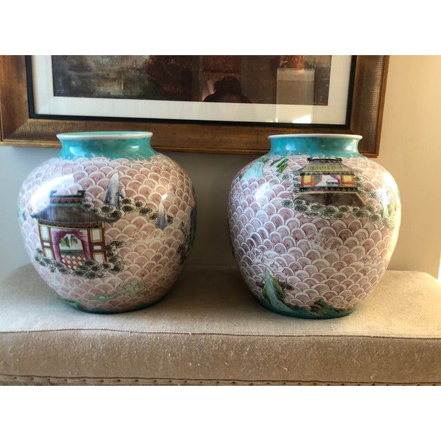 Antique Chinese Jiaqing Mark and Period Rose Vases - a Pair For Sale - Image 13 of 13