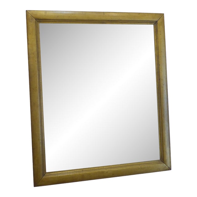 Vintage Wooden Brass Tone Mirror For Sale