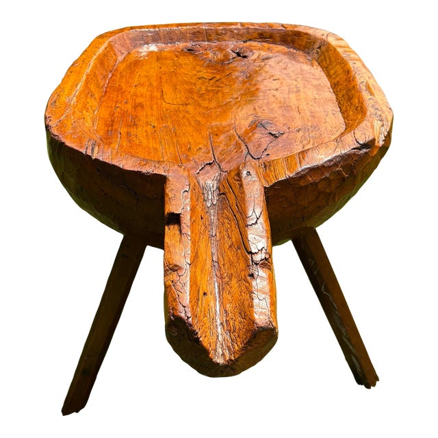 Antique, Hand-Carved Pine, Cheese Board Pressing Table/Coffee or Cocktail Table, Rustic/Primitive, C1800’s For Sale