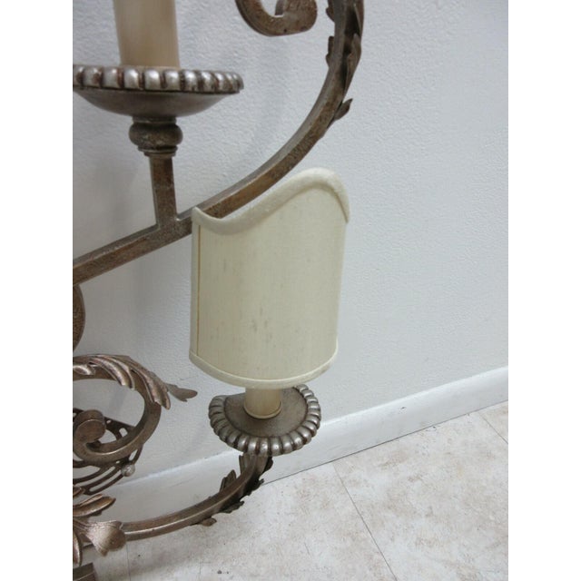 White 1990s Fine Art Lamps French Regency Wrought Iron Acanthus Leaf Wall Sconce Lamp B For Sale - Image 8 of 11