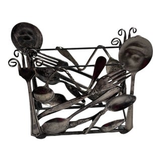 Diane Markin Silver-Plated Flatware Napkin Holder For Sale
