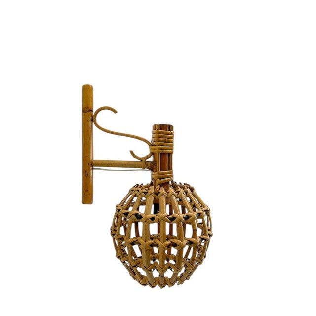 Bamboo and Rattan Wall Lamp in the style of Louis Sognot, 1960s For Sale - Image 10 of 10