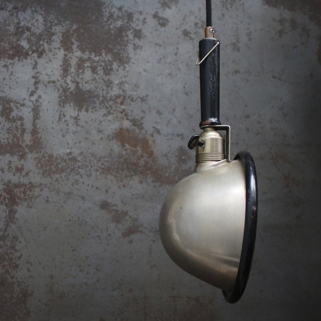 Photography Dark Room Pendant Lamp in Nickel Plating and Black Wood For Sale - Image 4 of 7