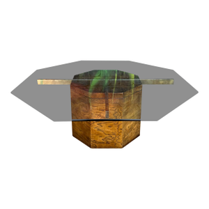 Lane Walnut Burl Octagonal Coffee Table Mid Century Modern
