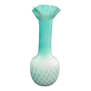 Late 19th Century Blue Mother Of Pearl Satin Vase