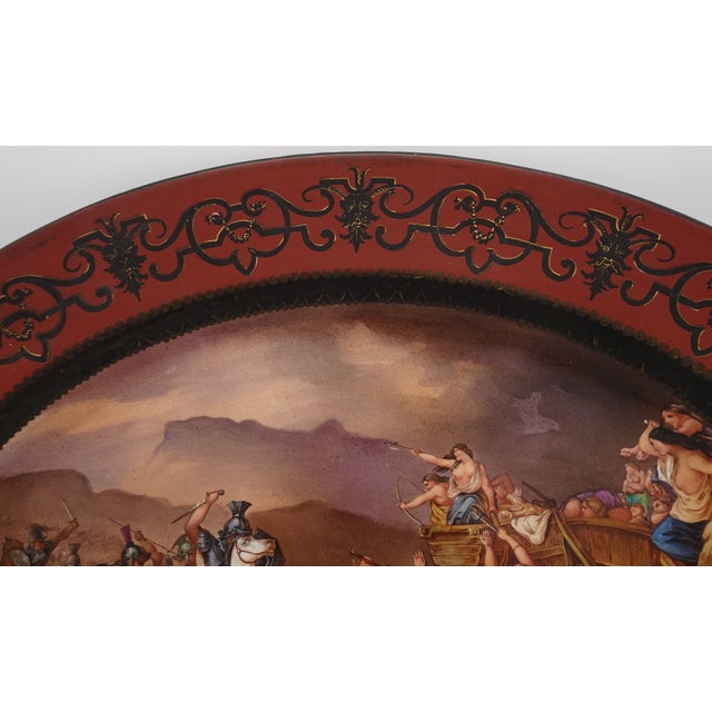 Ceramic Large Hand-Painted Wall Charger Plate Depicting Roman Battle with Semi Nude Sabine Woman, 1866 For Sale - Image 7 of 18