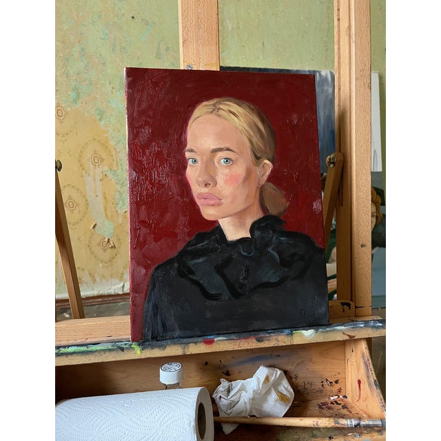 Elina Arbidane, Portrait of Woman, 2022, Oil on Canvas For Sale - Image 4 of 8