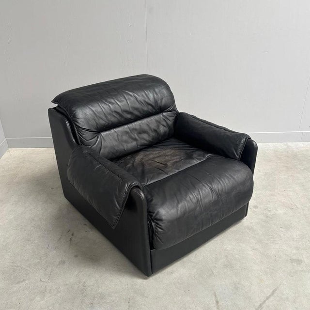 Black Leather Club Chair by Dreipunkt, 1970s For Sale - Image 10 of 15