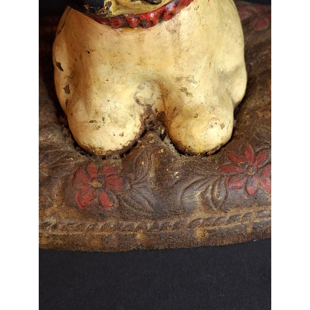 Antique Hubley Cast Iron Fido on Pillow Still Penny Bank, Original Paint C. 1920s For Sale - Image 12 of 17