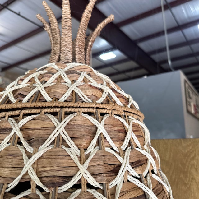 1970s 1970s Oversized Wicker Pineapple Boho Basket For Sale - Image 5 of 7