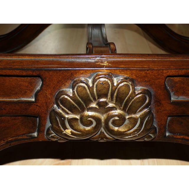 Casa Stradivari Neoclassical Style Curule Bench Upholstered Ottoman Stool For Sale - Image 10 of 11