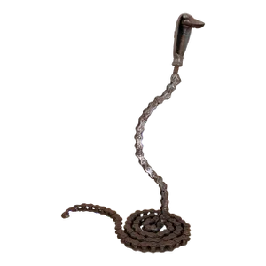 Mid Century Found Parts Coiled Cobra Snake Sculpture