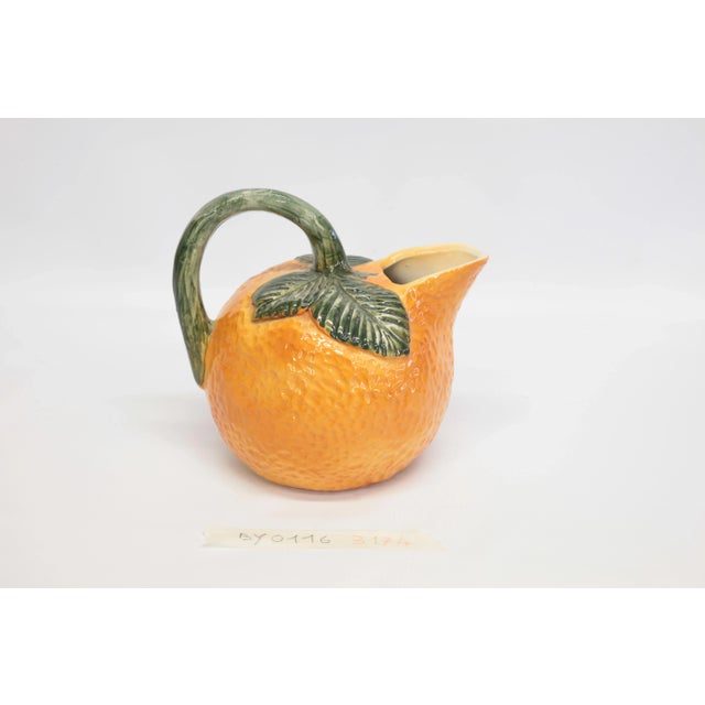 Italian Teapot Carafe Jug in Orange Ceramic, 1970 For Sale - Image 3 of 3