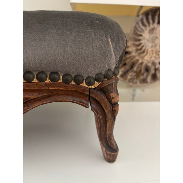 Antique French Low Stool / Antique French Kneeling Stool / Antique French Upholstered Footstool For Sale - Image 16 of 17
