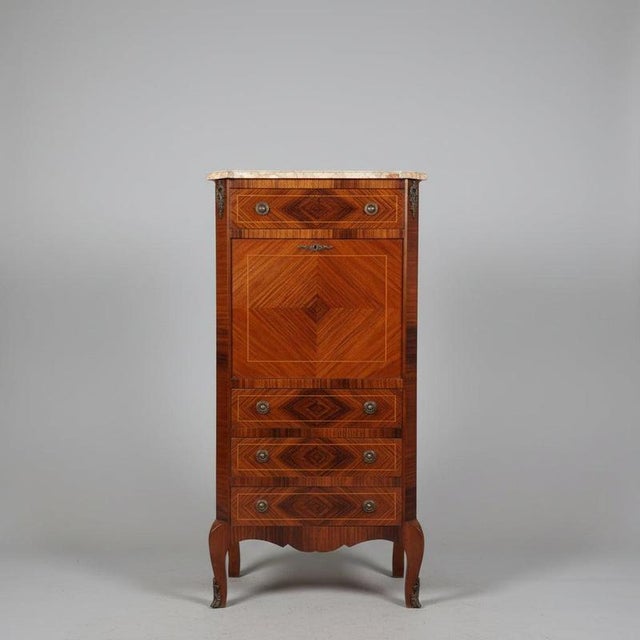 Louis Philippe Style Rosewood Veneer Secretaire with Marble Top, France For Sale - Image 17 of 17