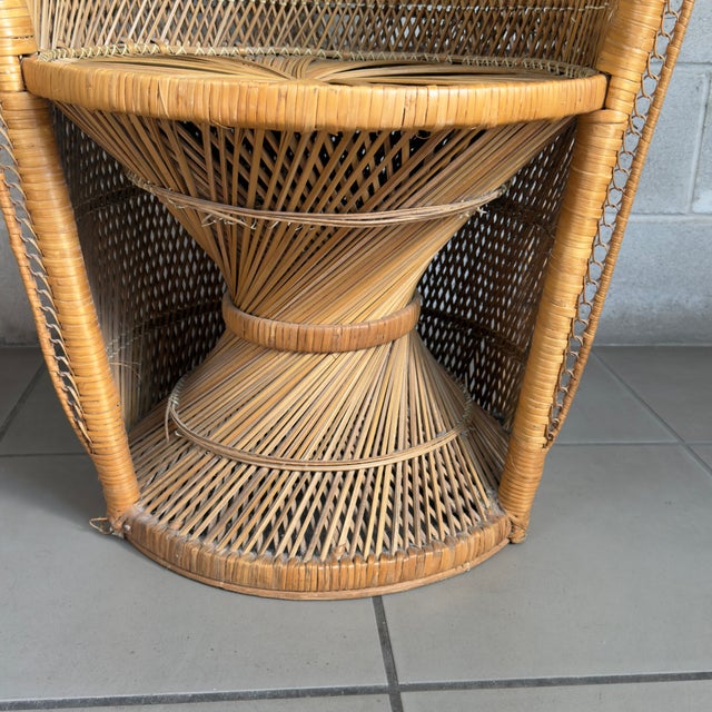 Brown 20th Century Modernist Wicker Rattan Wicker Tub Chair with Cushions For Sale - Image 8 of 13