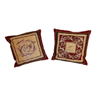 Vintage Pair of Tapestry Velvet Pillows, France For Sale