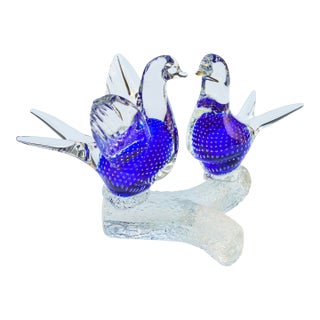 Mid 20th Century Large Handblown Murano Italian Art-Glass Birds Accent For Sale