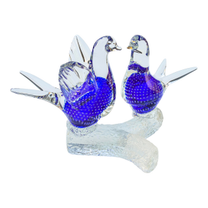Mid 20th Century Large Handblown Murano Italian Art-Glass Birds Accent
