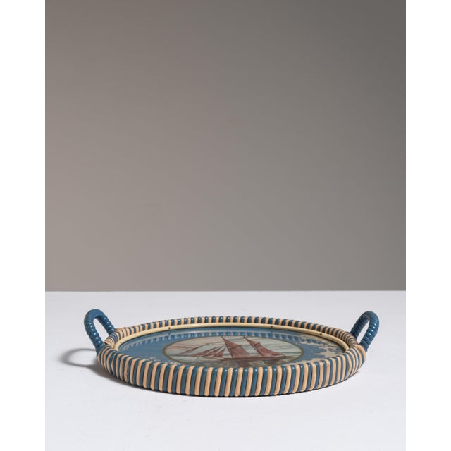 Glass Mid 20th Century United Kingdom Blue Glass Tray For Sale - Image 7 of 15