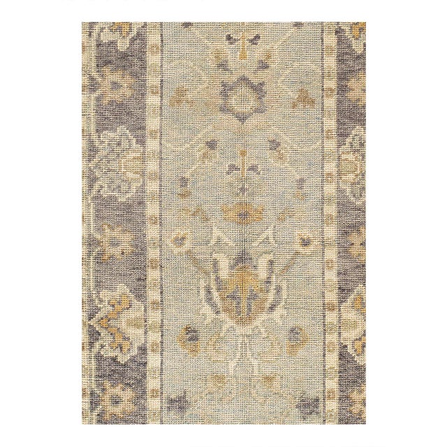 Hand knotted Turkish Oushak rug made of 100% hand-spun lamb's wool rug and all natural dyes. Each rug has a dense, soft...