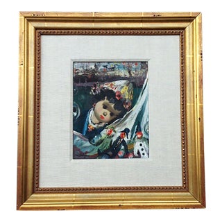 1960s Vintage Jean Cologero "Fille Avec Les Poupée" Painting For Sale